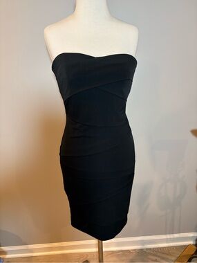 White House Black Market Strapless Black Bandage Sheath Dress